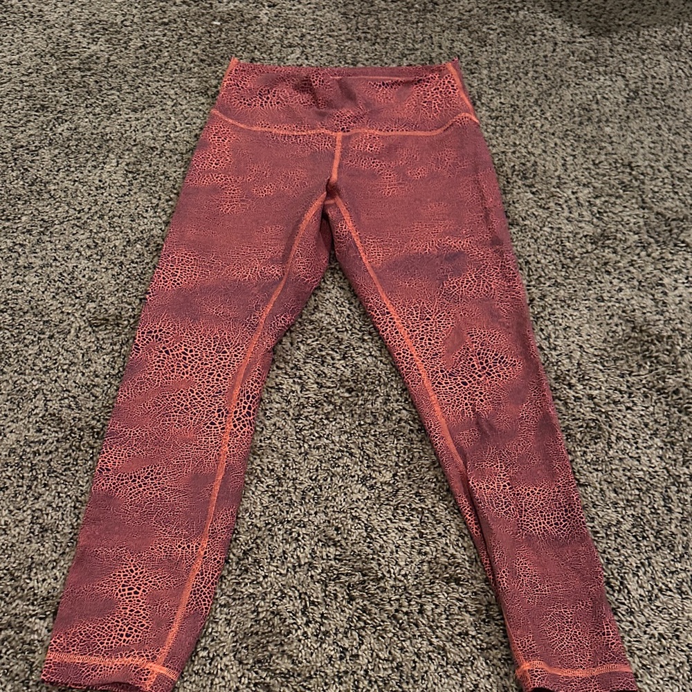 lululemon athletica Orange Patterned Leggings